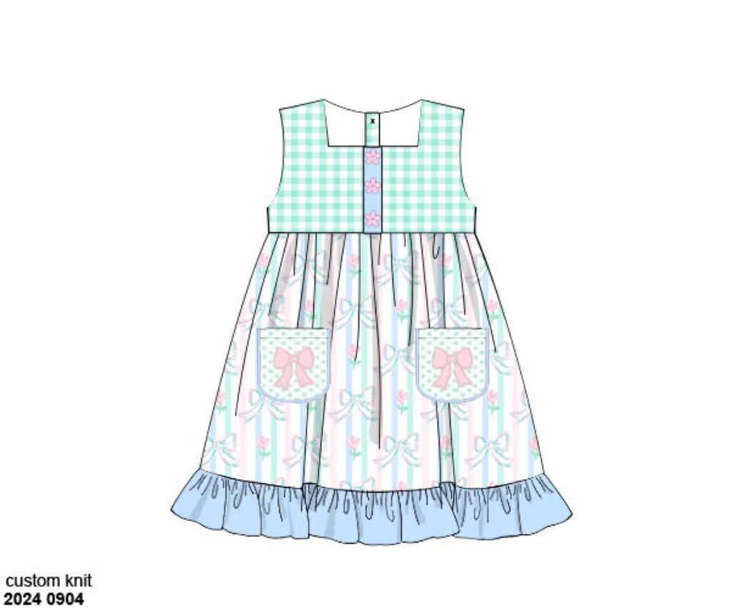 Pre Order 135: Prescott Petals & Plaid- Girls Applique Dress