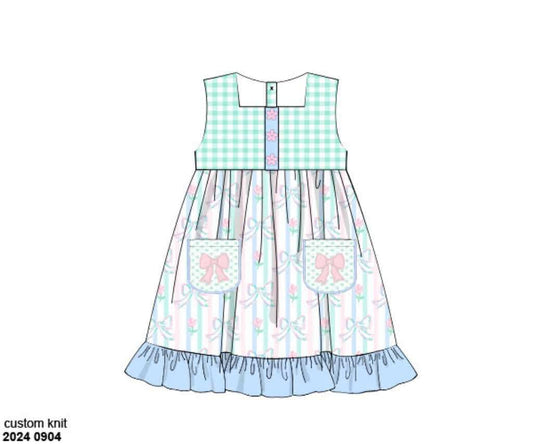 Pre Order 135: Prescott Petals & Plaid- Girls Applique Dress