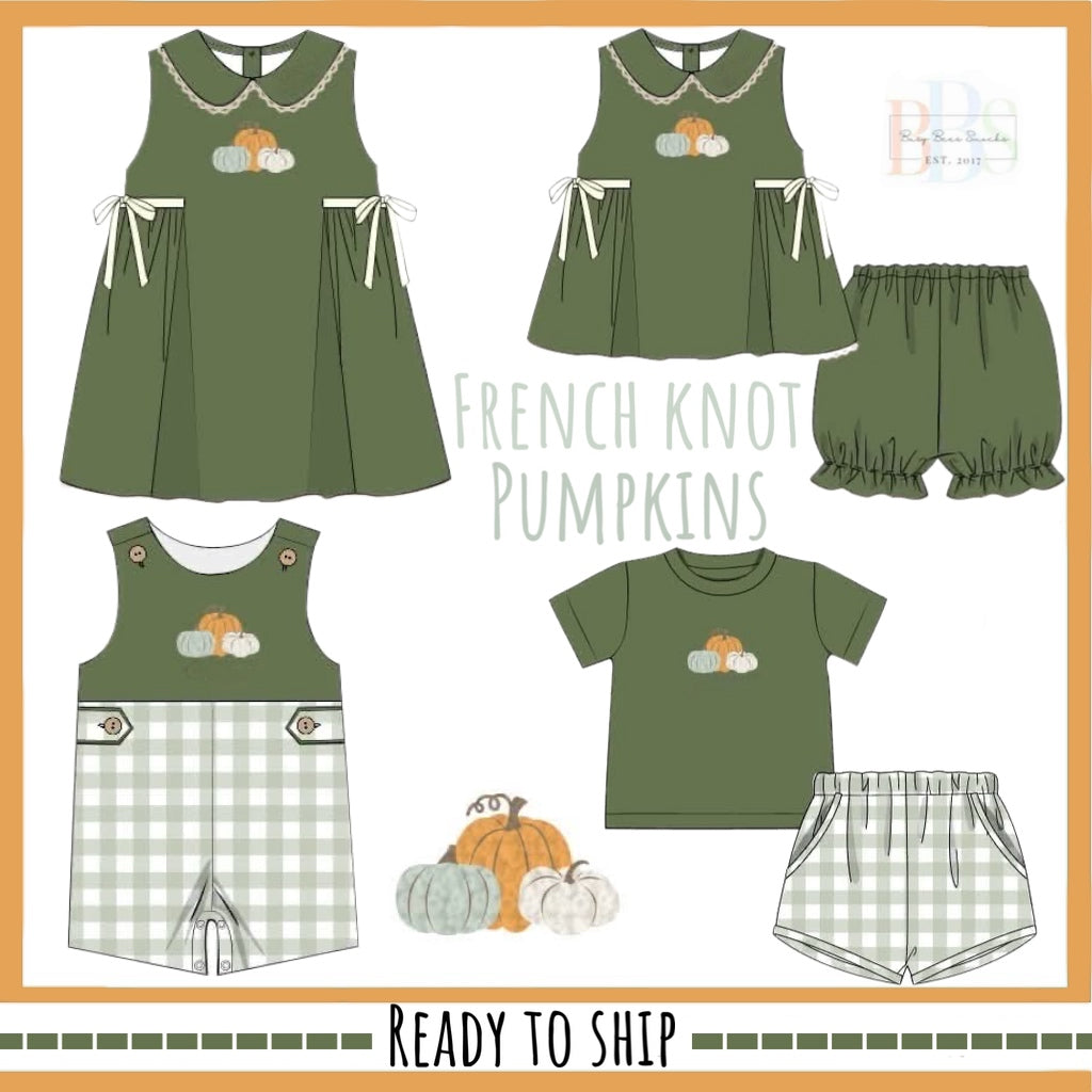 FALL RTS: French Knot Pumpkins-Boys Shortall