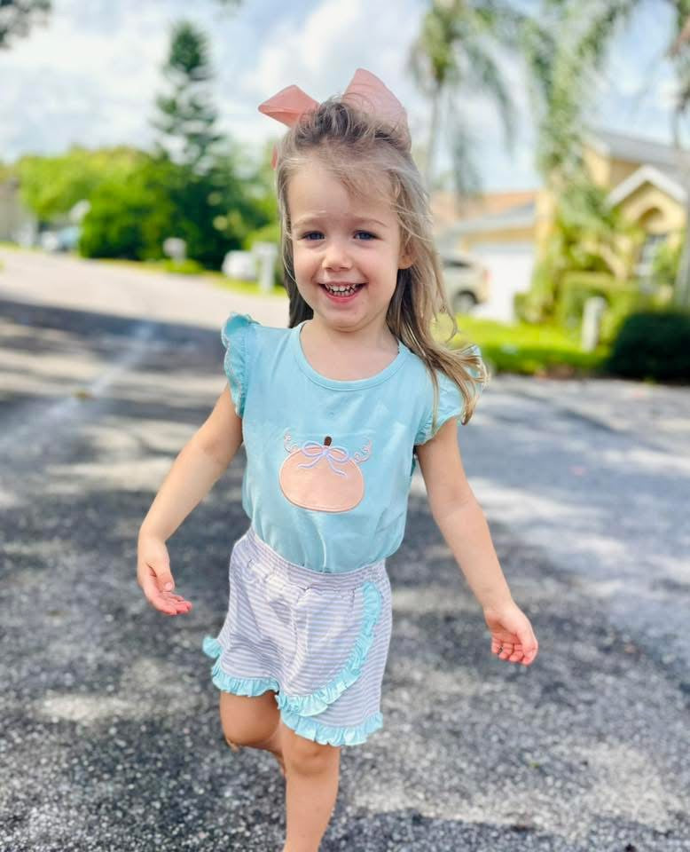 RTS: Pumpkin Hollow- Girls Knit Skort Set