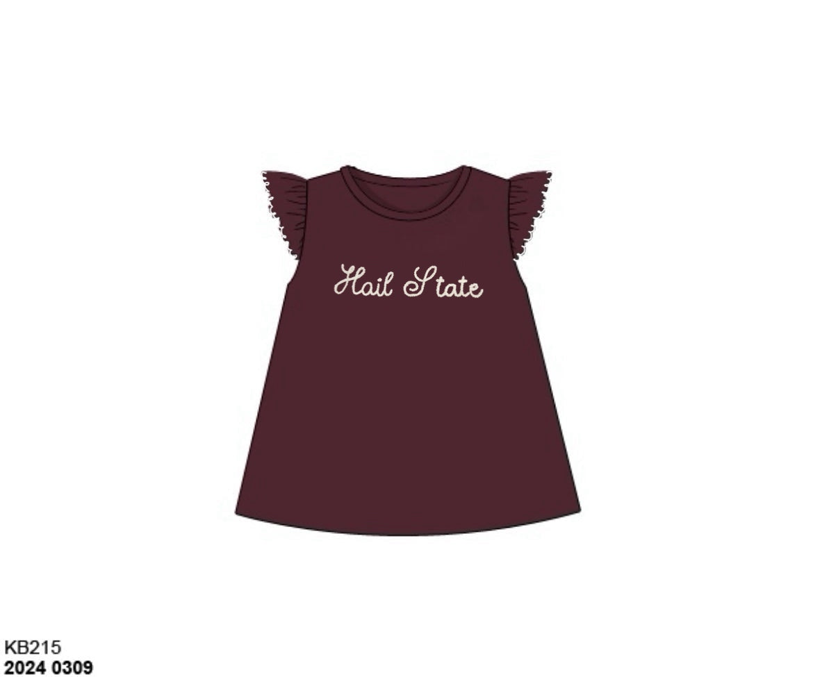 RTS: Girls Chainstitch Knit Shirt- Maroon