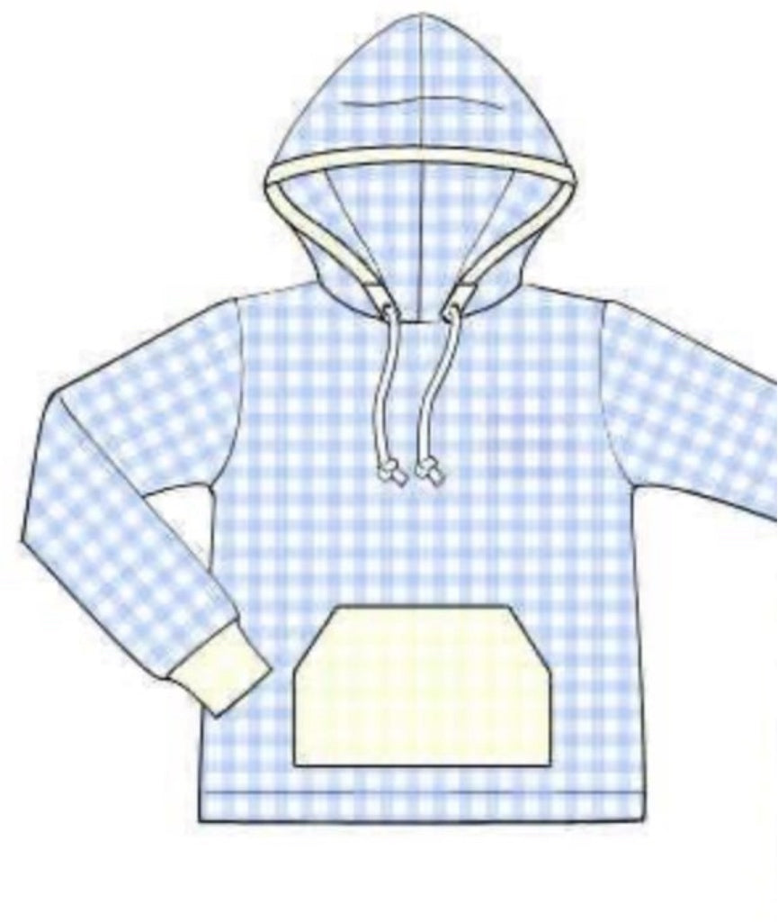 RTS: DEFECT- Blue Gingham & Yellow-Boys Knit Hoodie