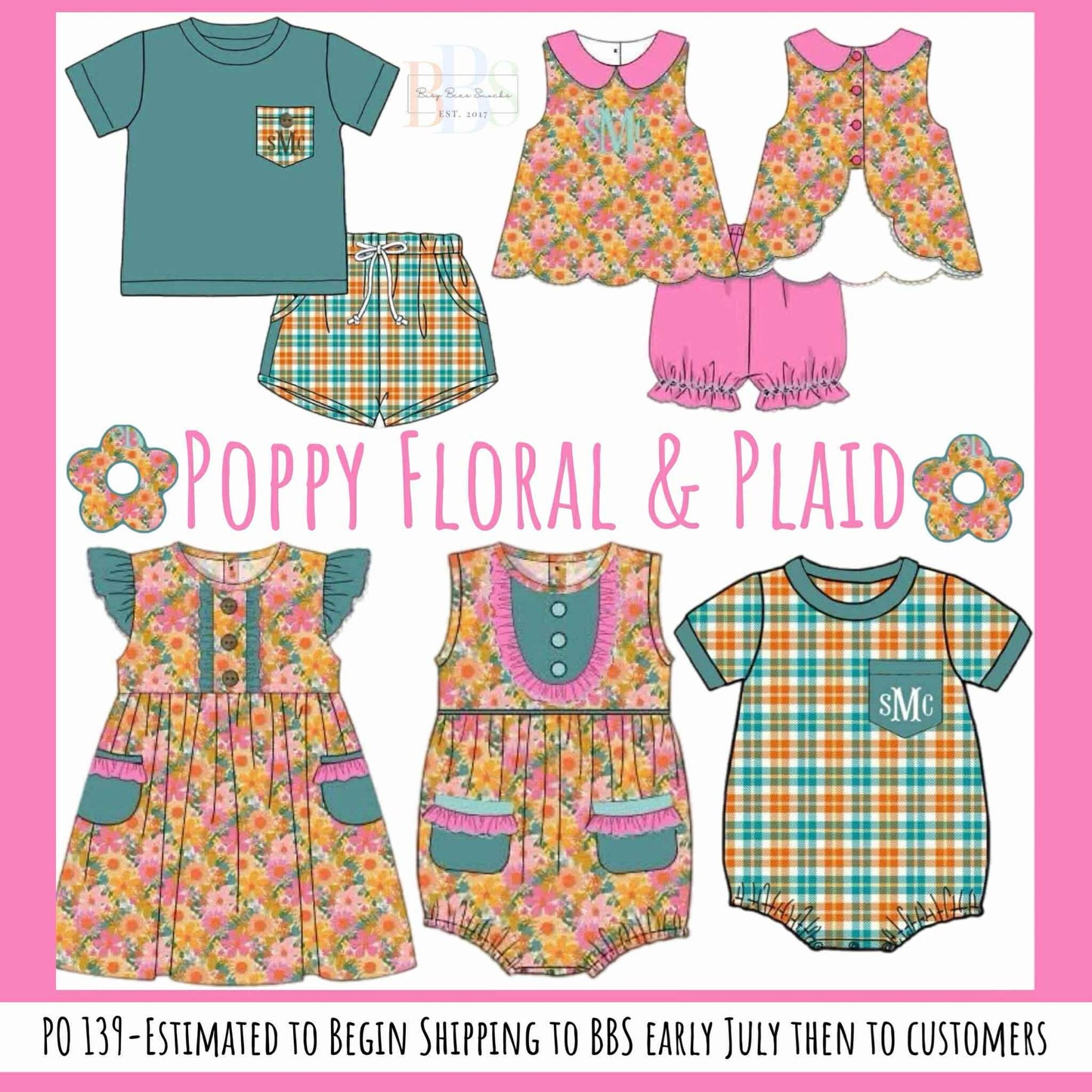 Pre Order 139: Poppy Floral & Plaid- Girls Knit Dress