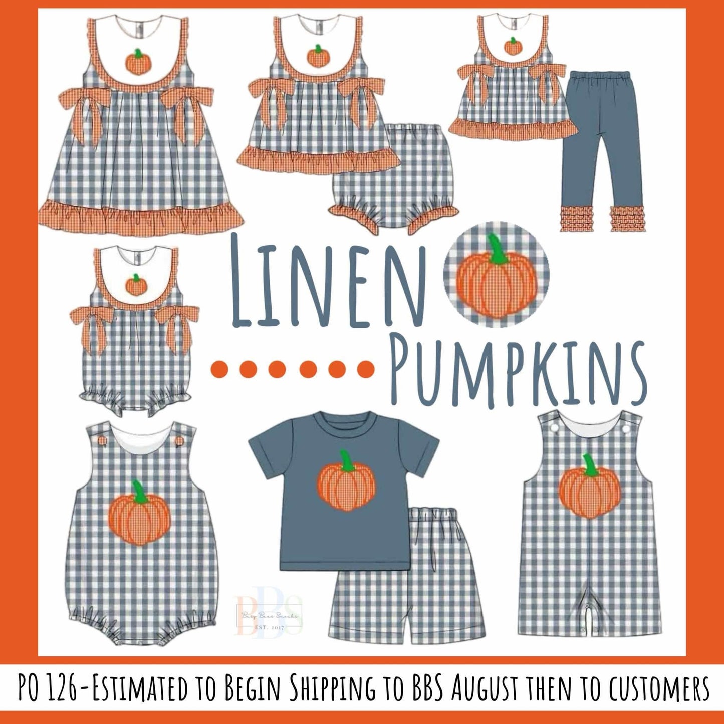 Pre Order 126: Linen Pumpkins- Boys Short Set