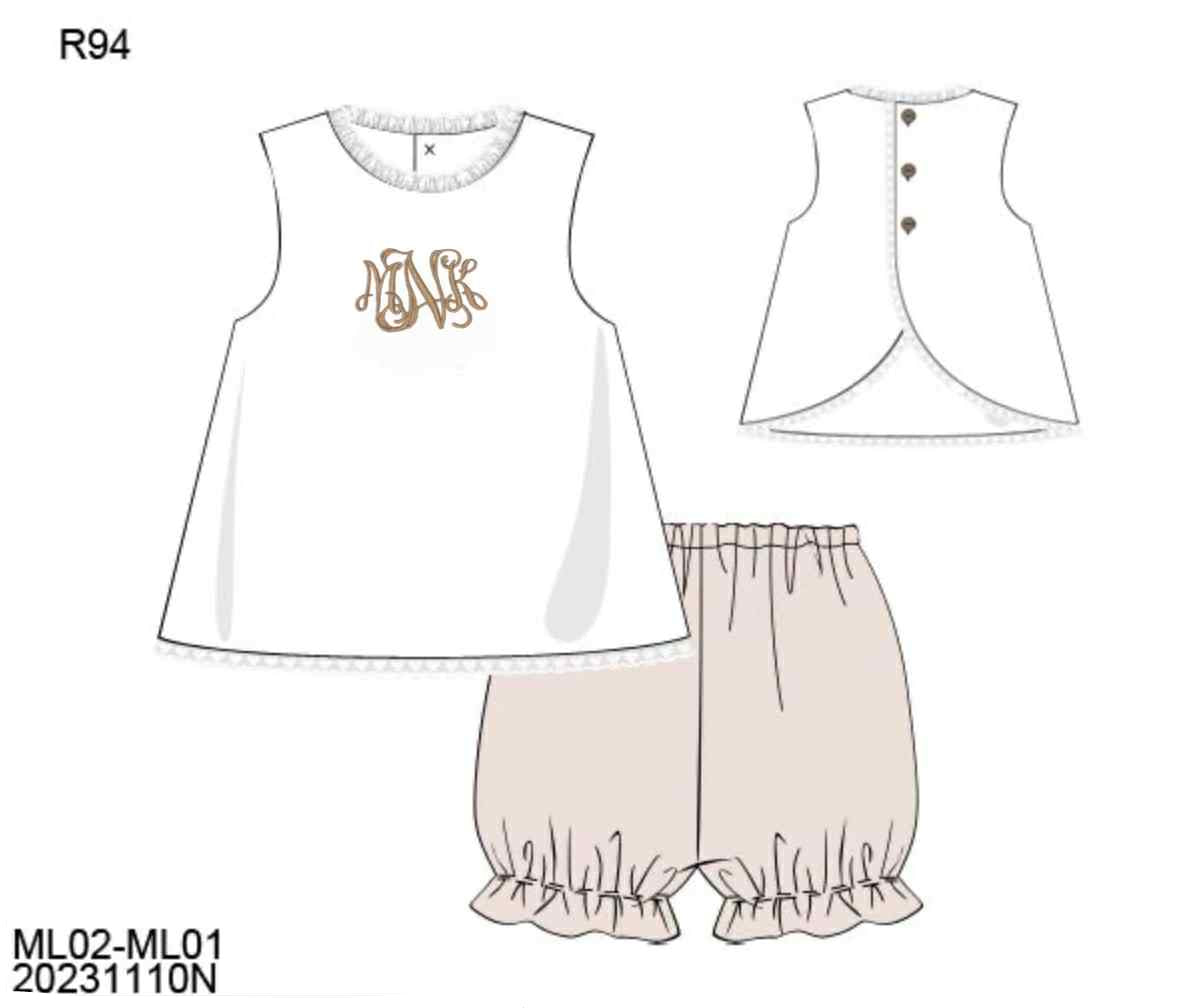 RTS: Muslin- Girls Bubble Short Set 2t "MWK"