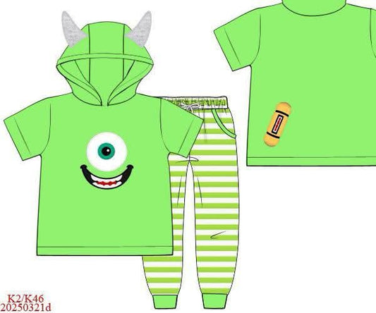 RTS: BBS Dress Up- Boys Green Monster Jogger Set