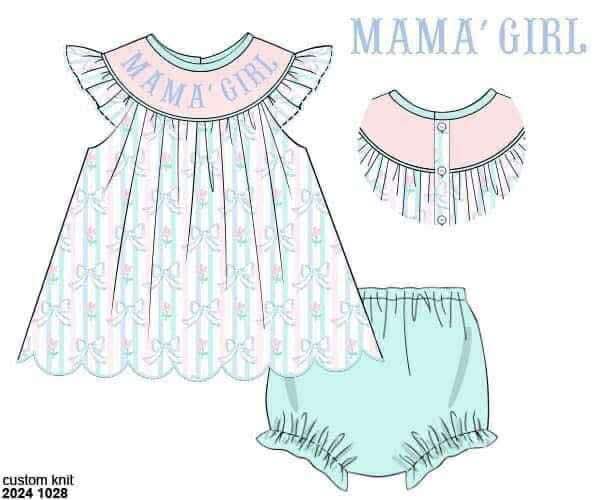 Pre Order 135: Prescott Petals & Plaid- Girls Bishop Name Smock Bloomer Set