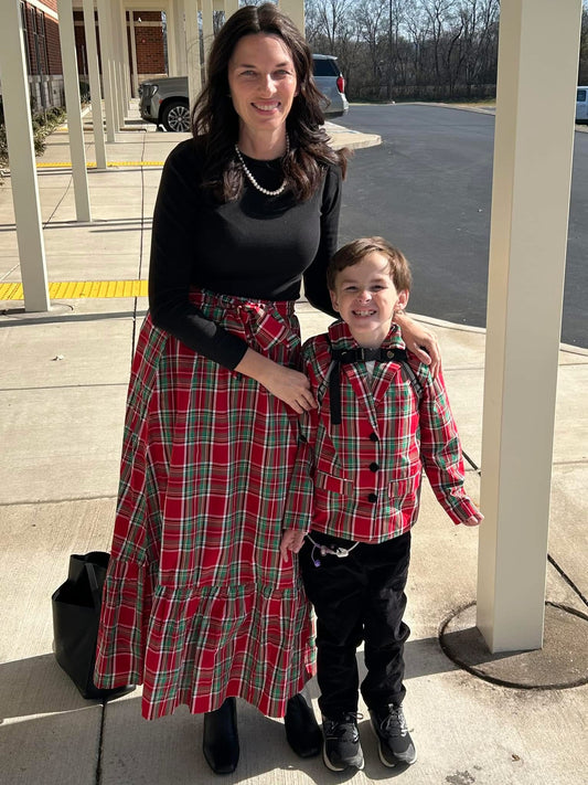 RTS: Holiday Party Plaid- Mom Woven Maxi Skirt