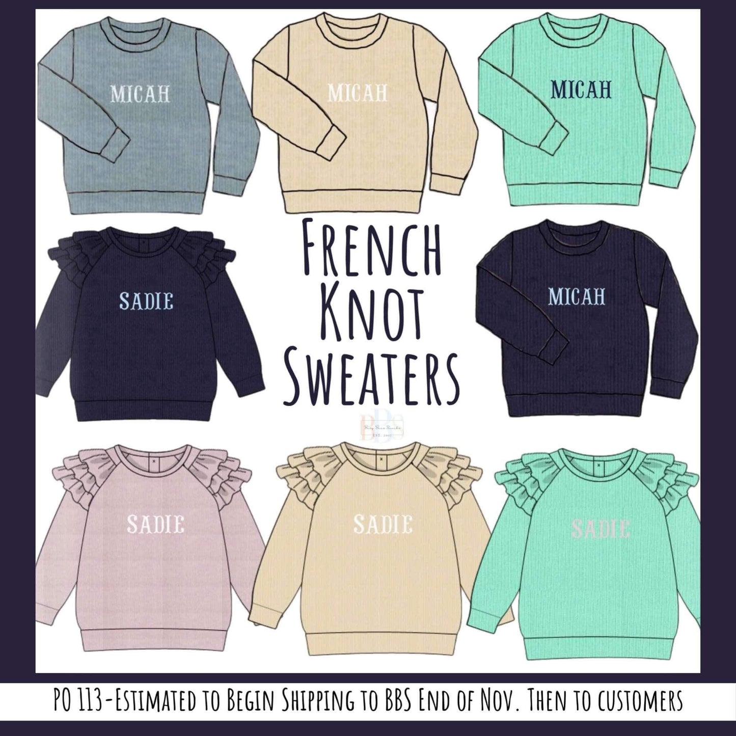 RTS: French Knot Sweaters- Boys Navy