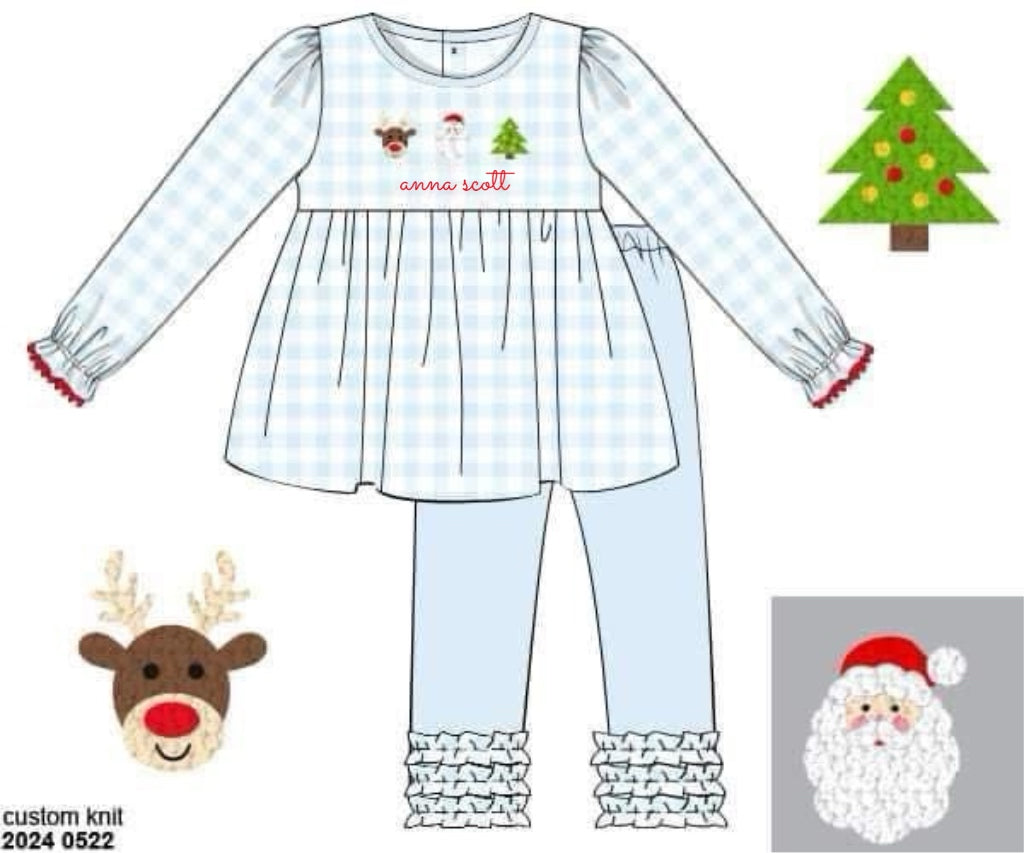 RTS: Festive French Knot- Girls Knit Legging Set “anna scott”