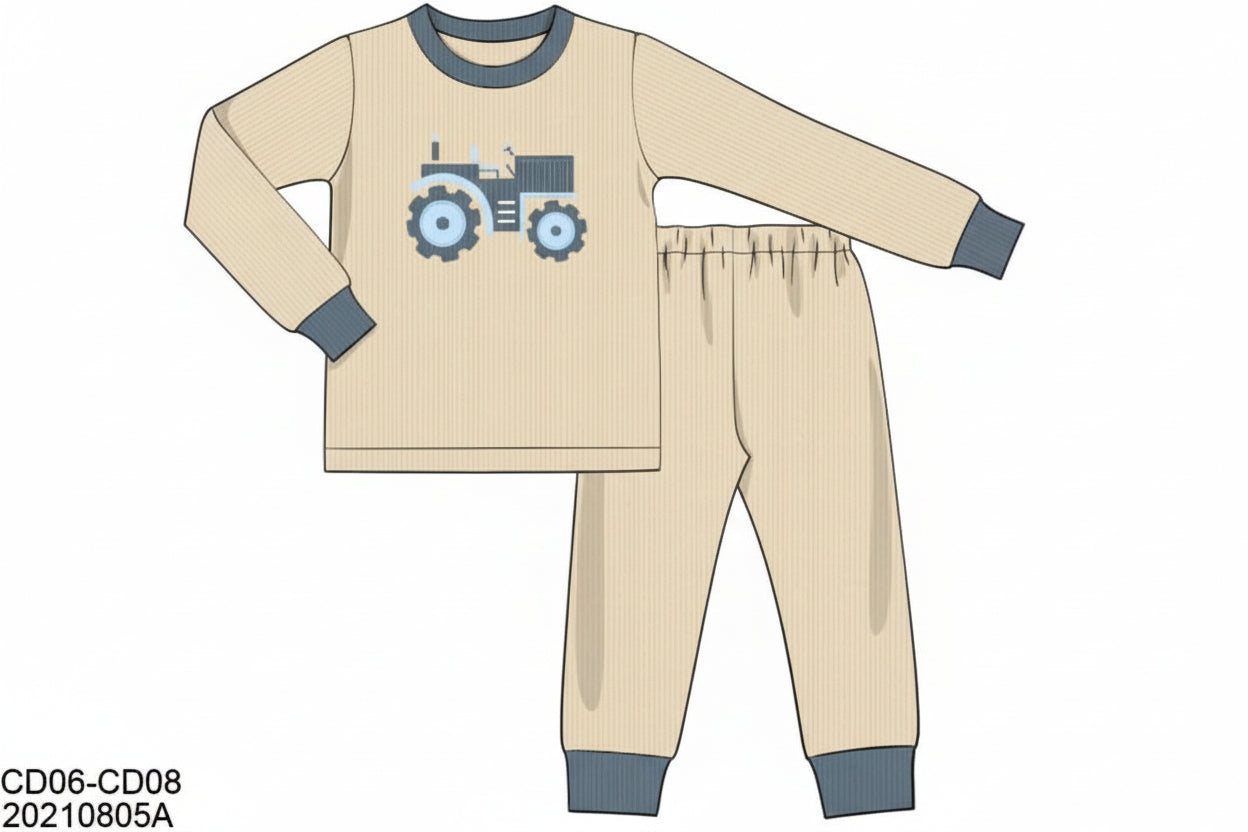 RTS: Boys Tractor Appliqué 2pc Lounge (No Monogram)