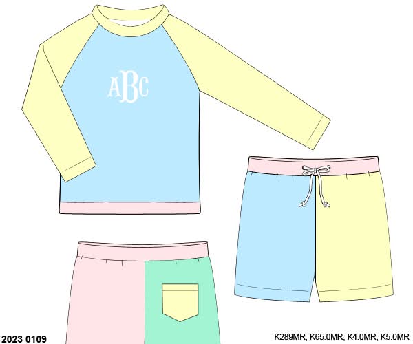 Pre Order 135: Sellers Colorblock- Boys Rashguard Brief Swim Set