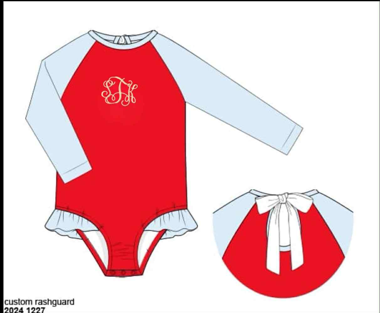 RTS: Grad Ole Swim - Girls Long Sleeve 1pc Rash Guard "STK"