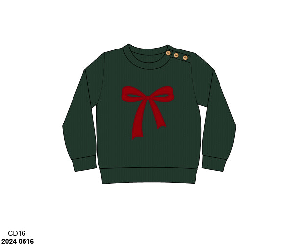 RTS: Christmas Cozies- Mom Green Bow Sweater