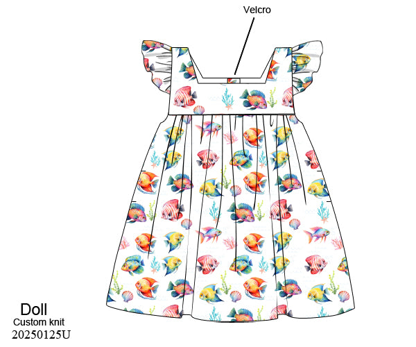 RTS: Finnie's Fishies- Girls Knit Doll Dress