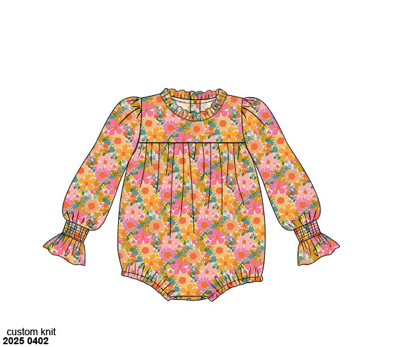 RTS: Poppy Floral & Plaid- Girls Woven Bubble