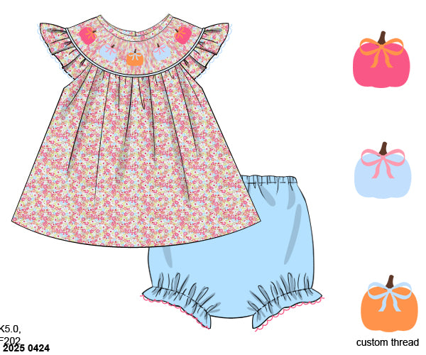 RTS: Remy's Pumpkins- Girls Knit Bloomer Set