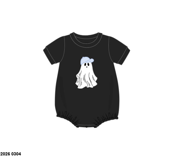 RTS: Gingham Ghost- Boys Appliqué Knit Bubble