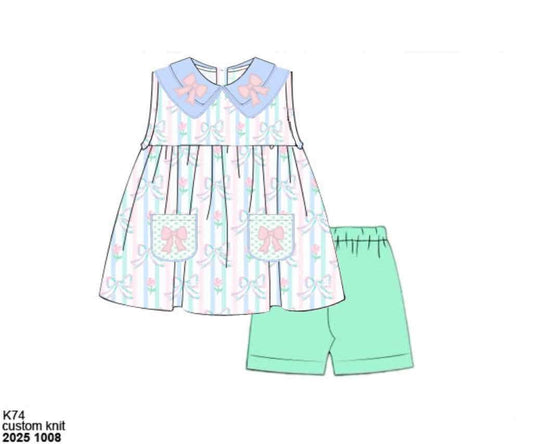 Pre Order 135: Prescott Petals & Plaid- Girls Applique Biker Short Set