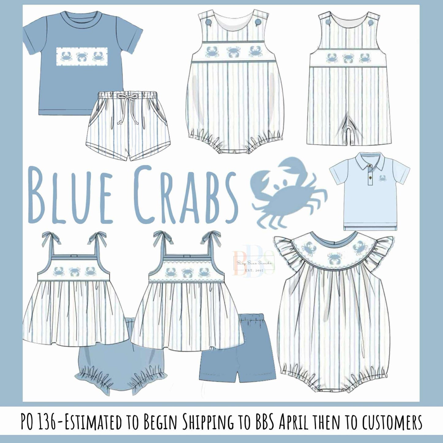 Pre Order 136: Blue Crab- Girls Bishop Bubble