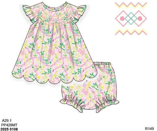 Pre Order 135: Girls Only- Newman Floral Bishop Bloomer Set