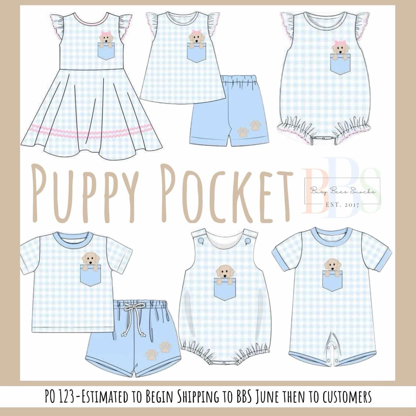 RTS: Puppy Pocket- Girls Knit Bubble