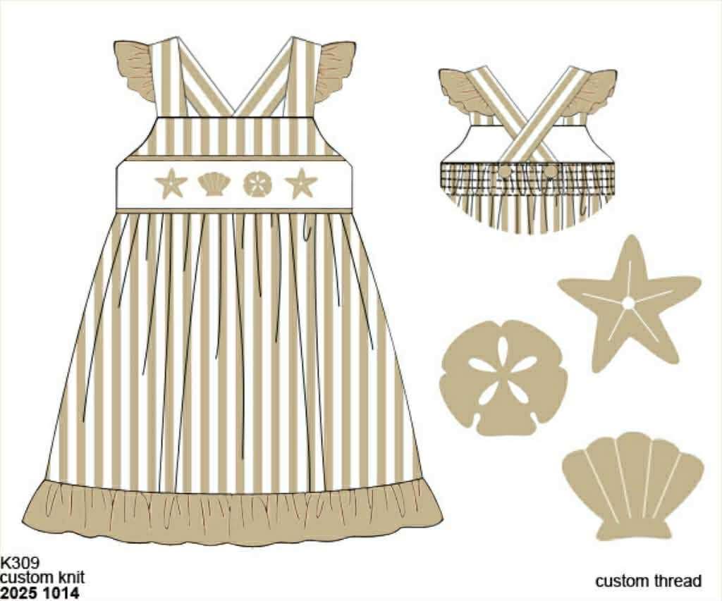 Pre Order 135: Coastal Classic- Girls Smocked Knit Dress