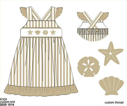 Pre Order 135: Coastal Classic- Girls Smocked Knit Dress