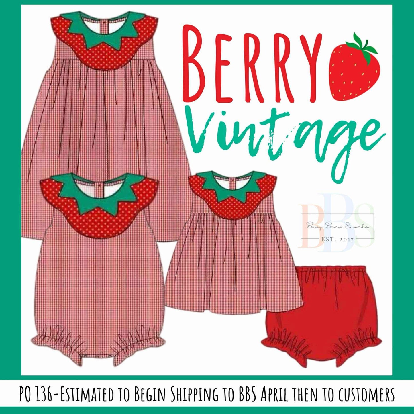 Pre Order 136: Berry Vintage- Girls Woven Bloomer Set