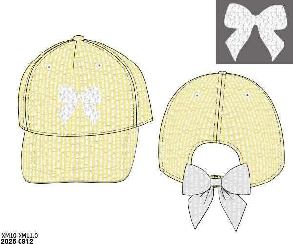 Pre Order 135: Top It Off- Girls French Knot Bow Ball Cap