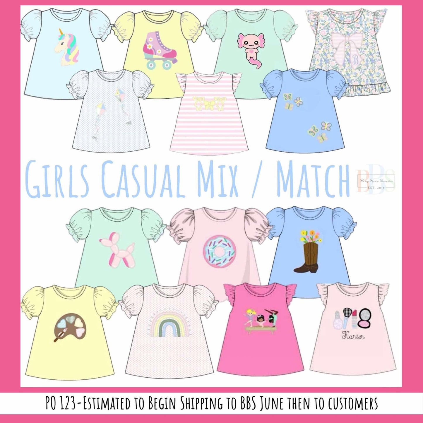 RTS: Girls Casual Mix & Match- Knit Clossman Bow Shirt