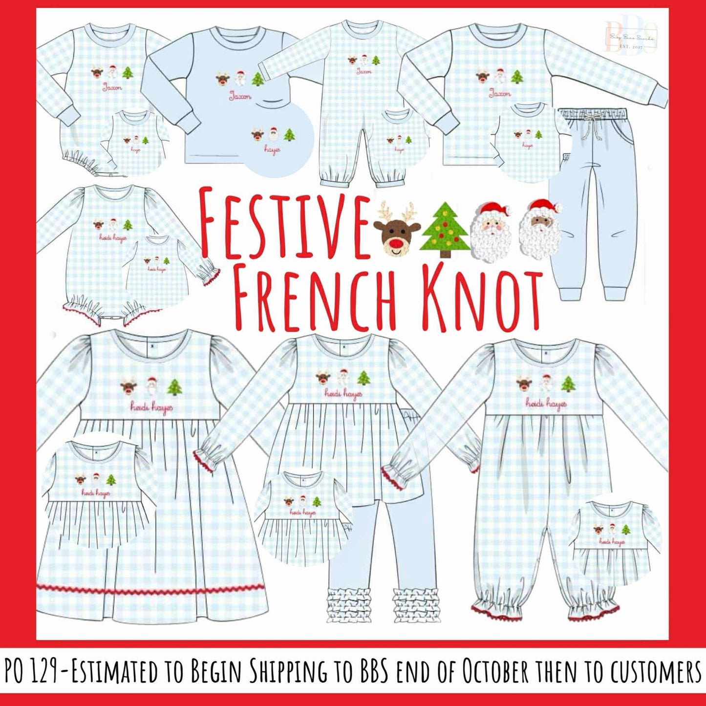 RTS: Festive French Knot- Girls Knit Bubble