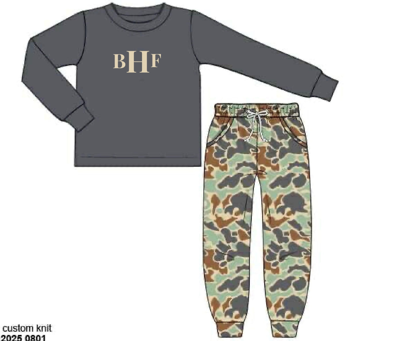 RTS: Finlee Camo- Boys Knit Jogger Set "BHF"
