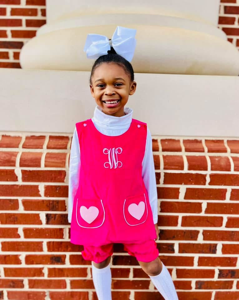 RTS: Corduroy Hearts- Girls 3pc Bubble Short Set (Without Monogram)