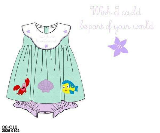 Pre Order 135: Under the Sea- Girls Embroidered Skirted Bubble