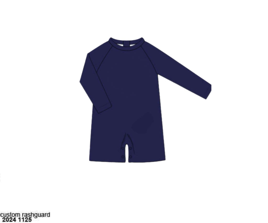 RTS: Navy Swim- Boys 1pc Rash Guard Swim (Without Monogram)