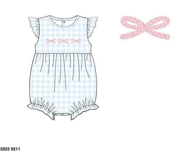 RTS: DEFECT- French Knot Blues- Girls Knit Bubble