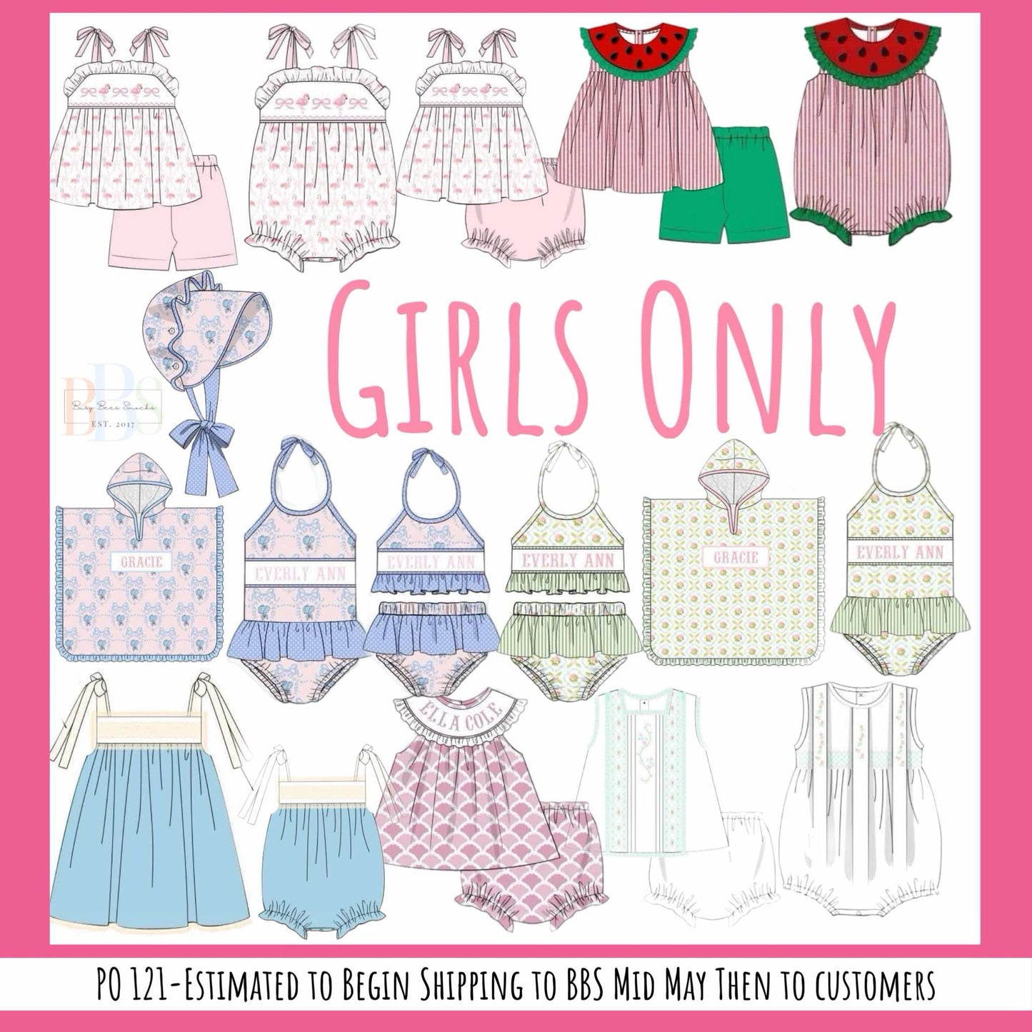 RTS: Girls Only- Flamingo Knit Biker Short Set