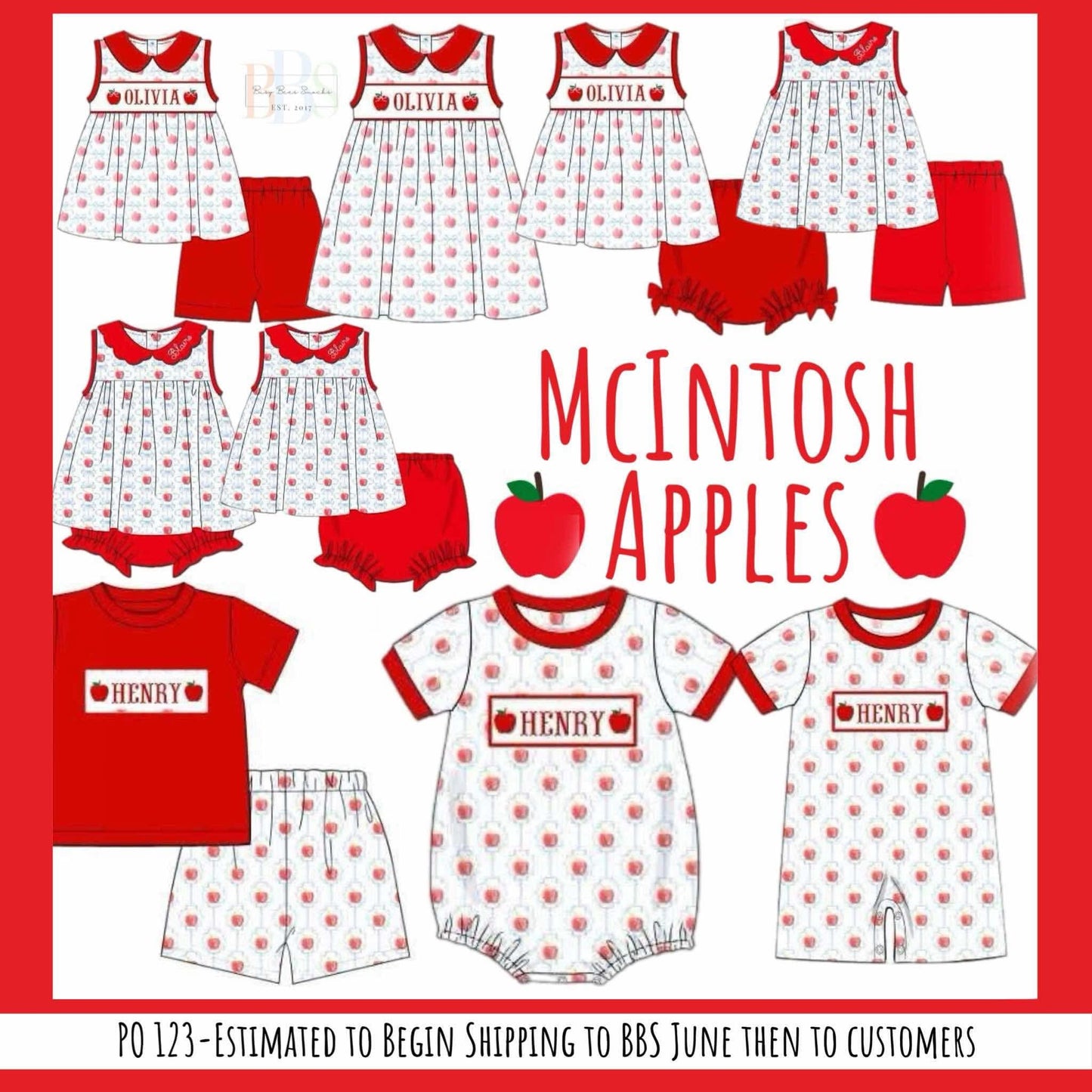 RTS: McIntosh Apples- Girls Knit Biker Short Set