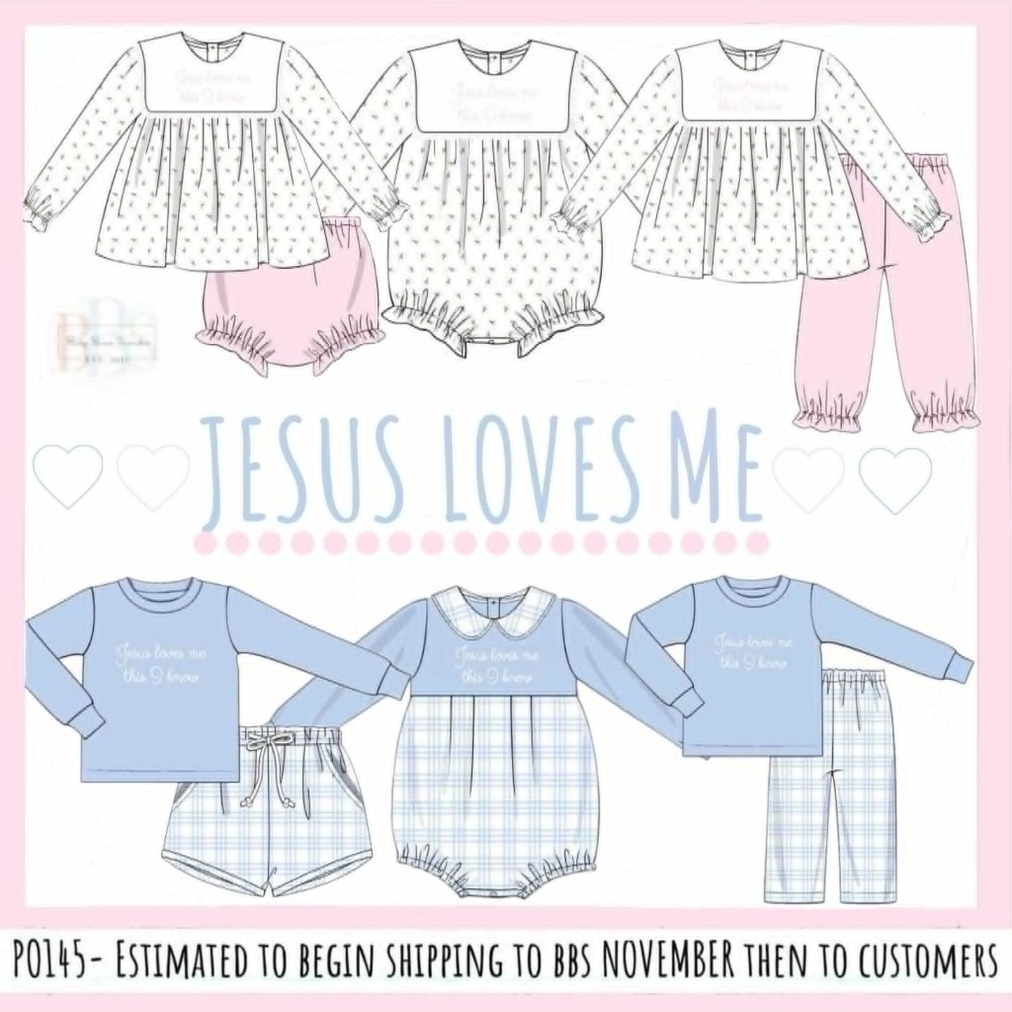 Pre Order 145: Jesus Loves Me- Girls Knit Bubble Pant Set