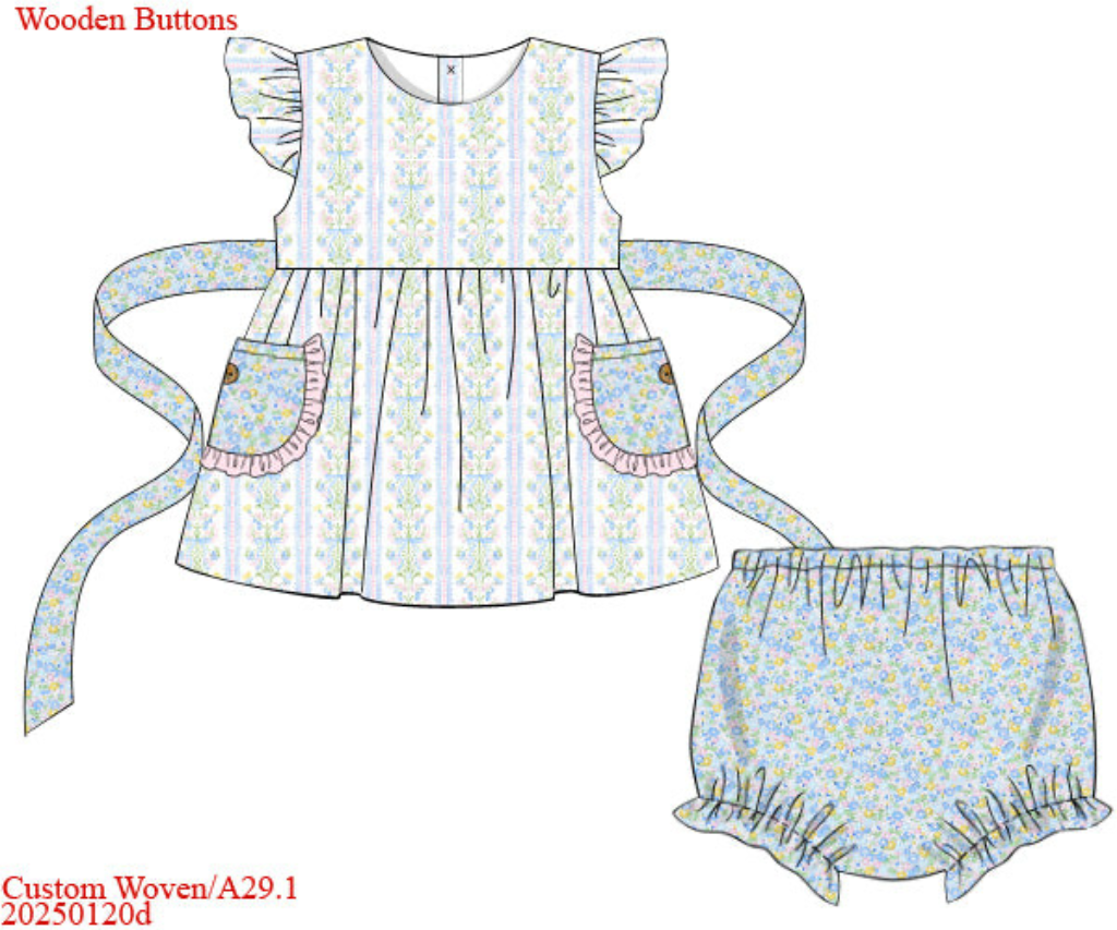 RTS: Matilda Floral & Plaid- Girls Woven Bloomer Set