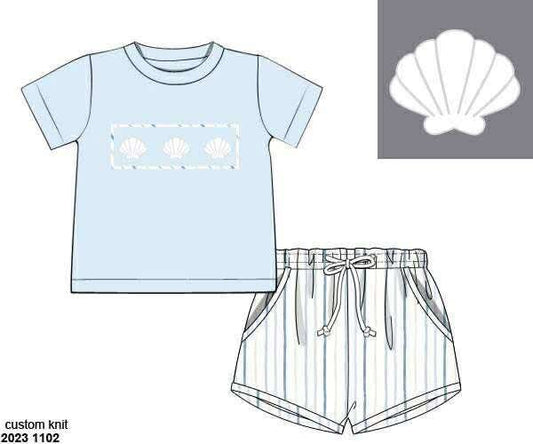 Pre Order 135: Shelly Stripes- Boys Smocked Shortie Set