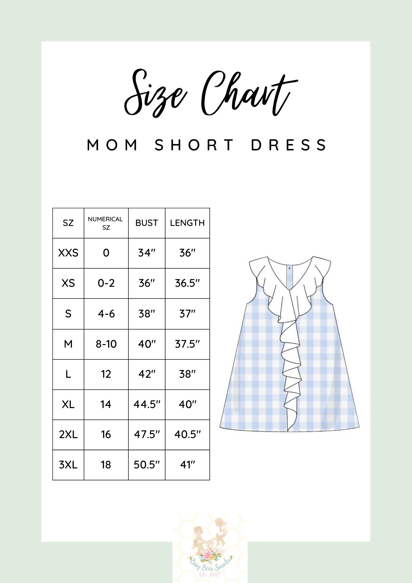 Mom Short Dress Size Chart