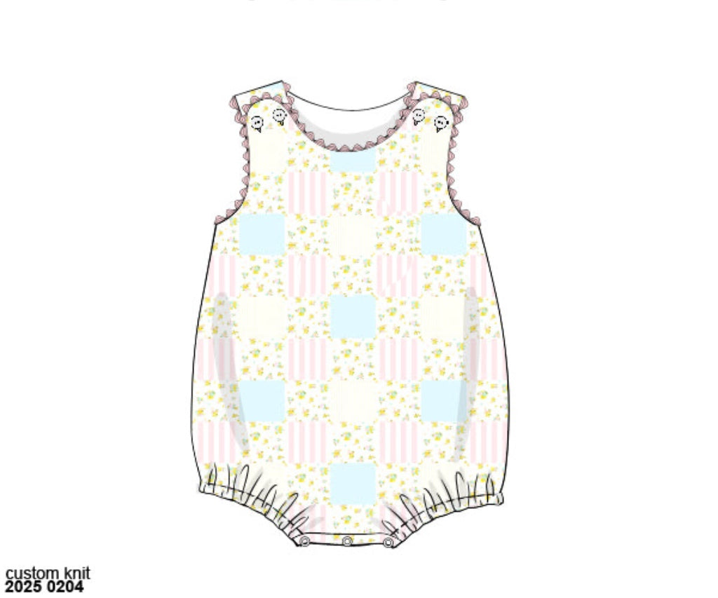 RTS: Polly Patchwork- Girls Knit Bubble