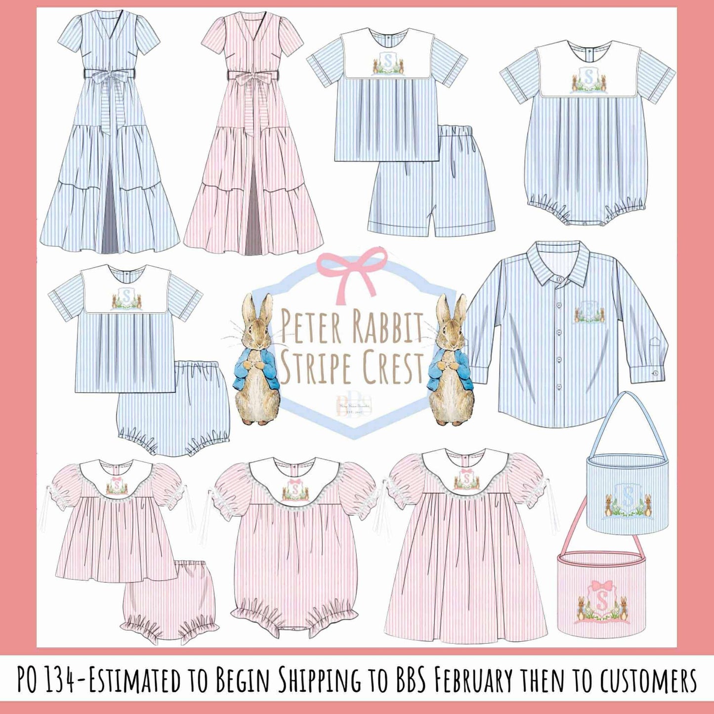 RTS: Bunny Crest- Boys Woven Bubble (No Monogram)