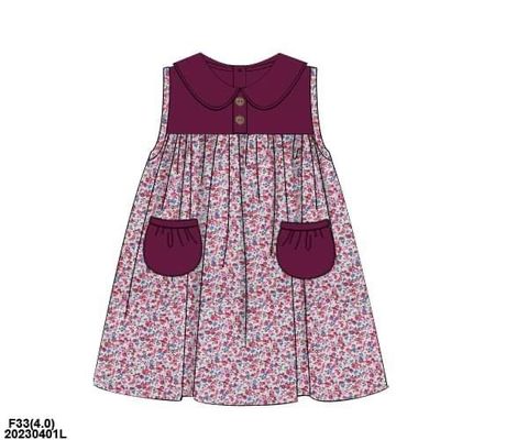 RTS: Plum Floral & Planes- Girls Woven Dress