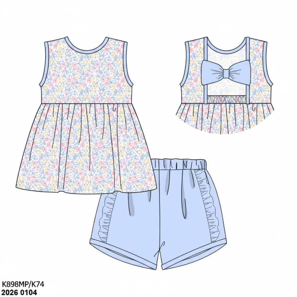 RTS: Simple Knit Sets- Girls Bristol Blue Shortie Set