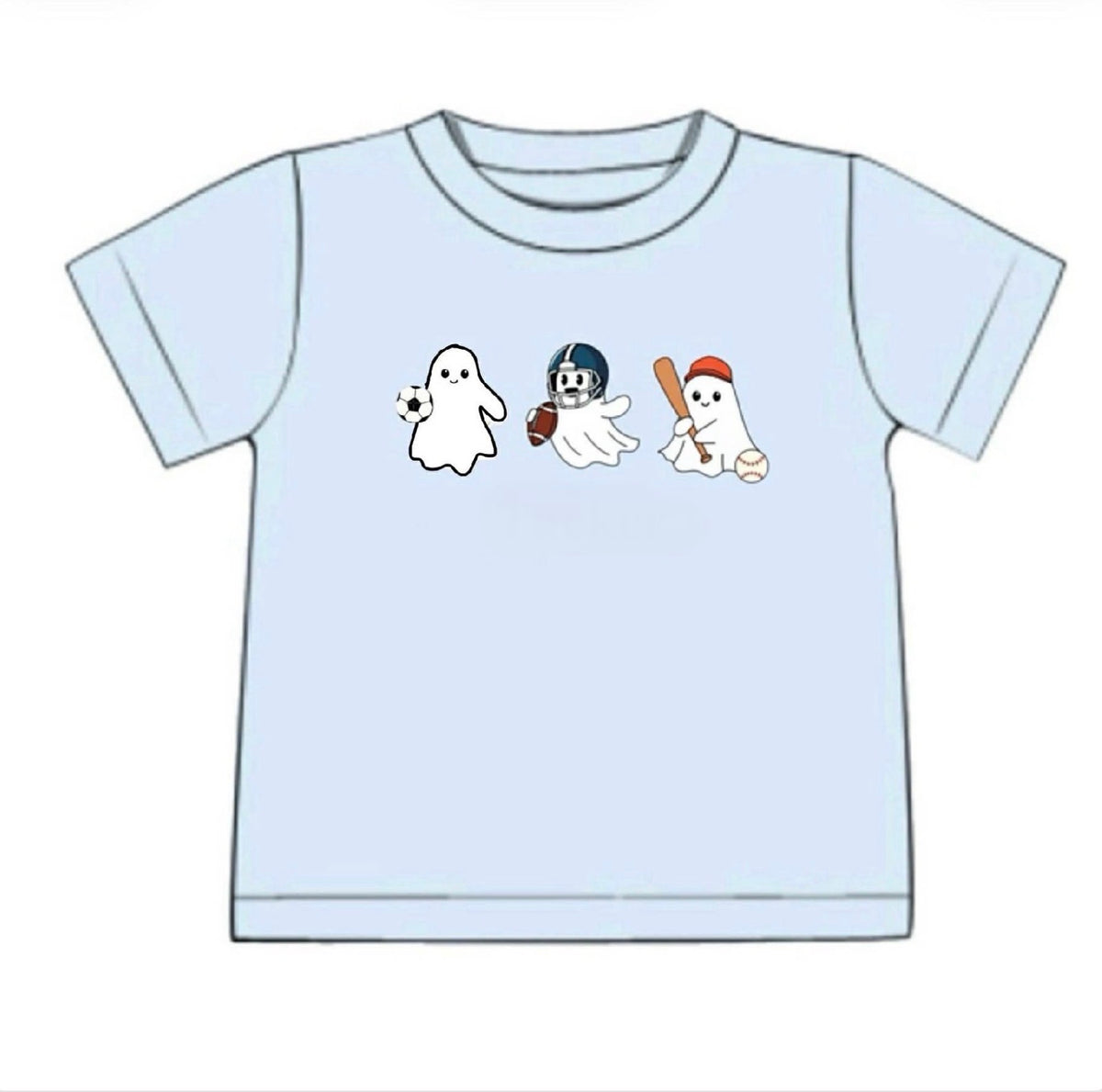 RTS: Halloween Shirt Only- Sport Ghosts Boys Shirt