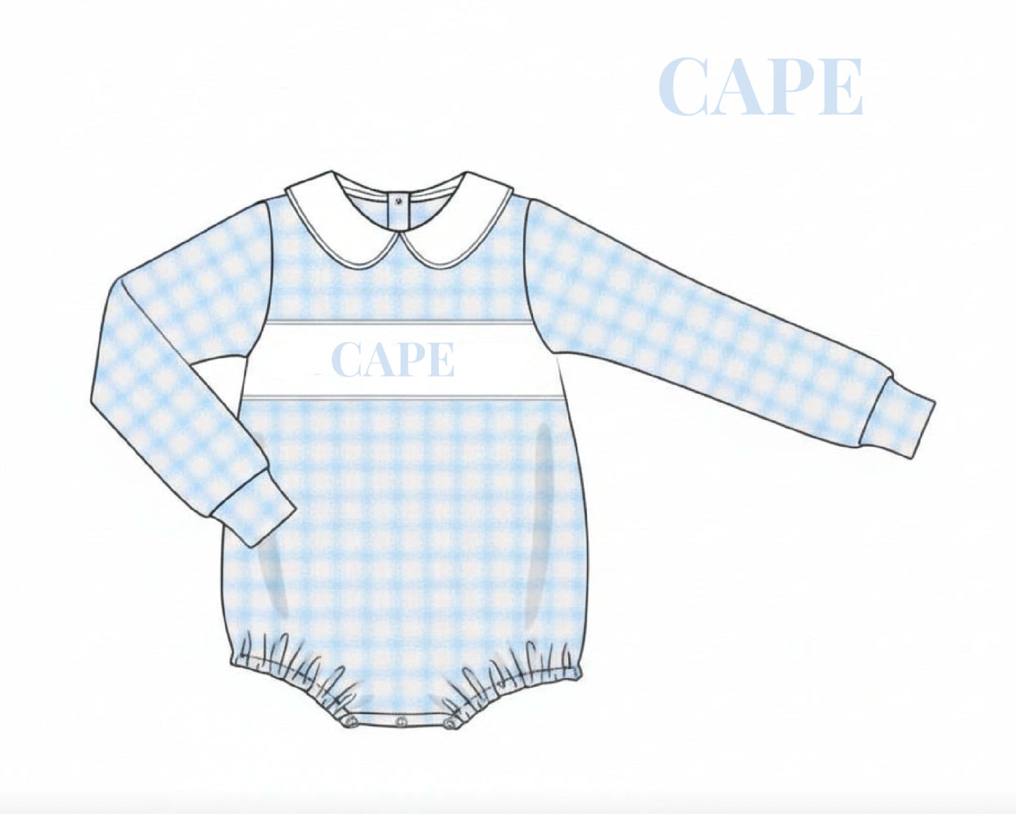 RTS: Gingham Name Smocks- Boys Bubble "CAPE"