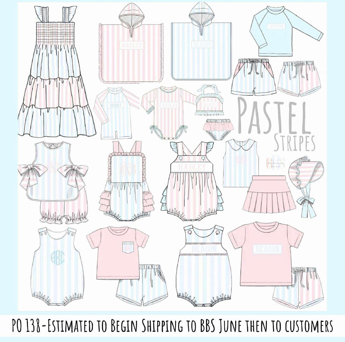 RTS: Pastel Stripe- Girls Knit Bubble Short Set